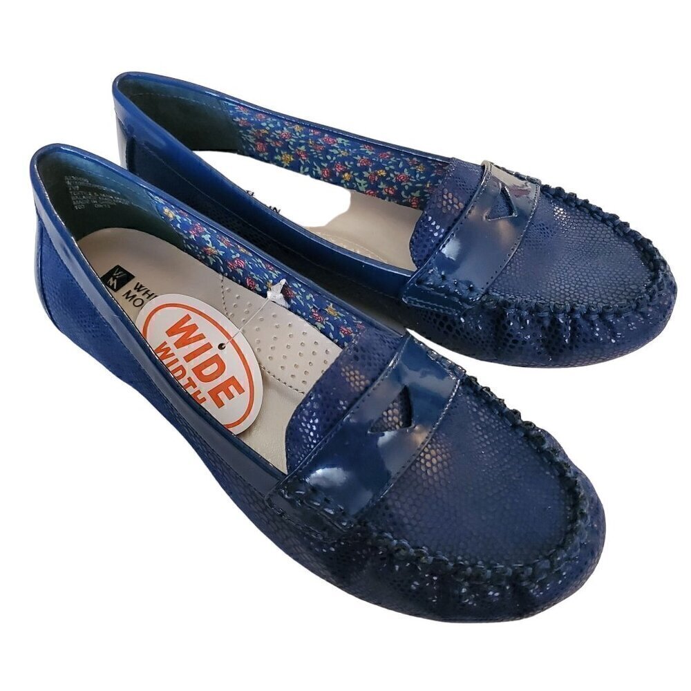 White Mountain Navy Blue Loafers, Woman's Penny Loafers